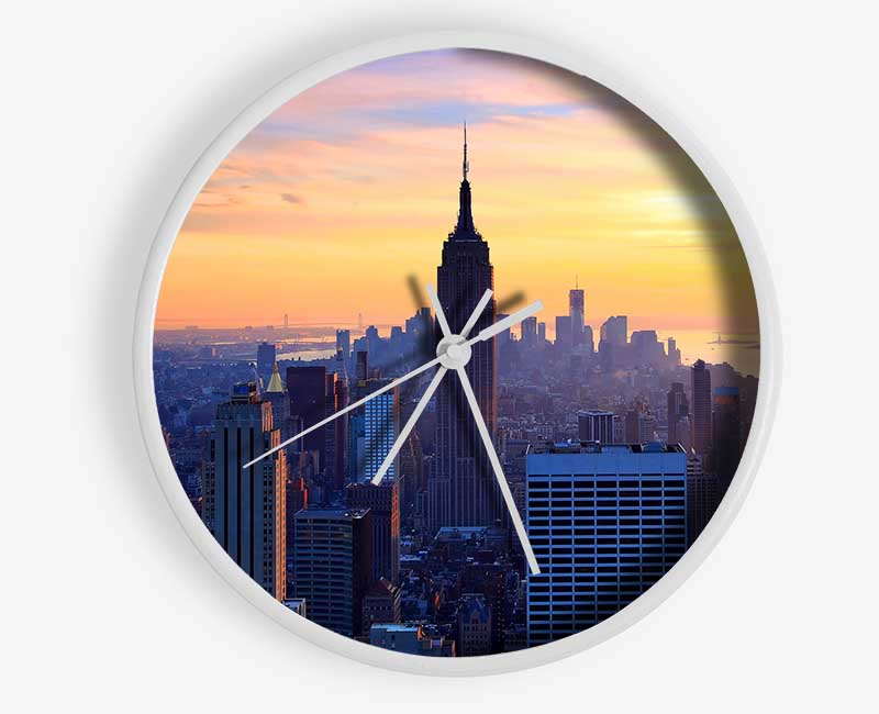 Sunset Over The Empire State Building Clock - Wallart-Direct UK