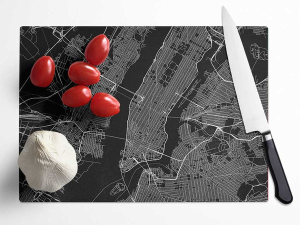 Retro map Of The City 1 Glass Chopping Board