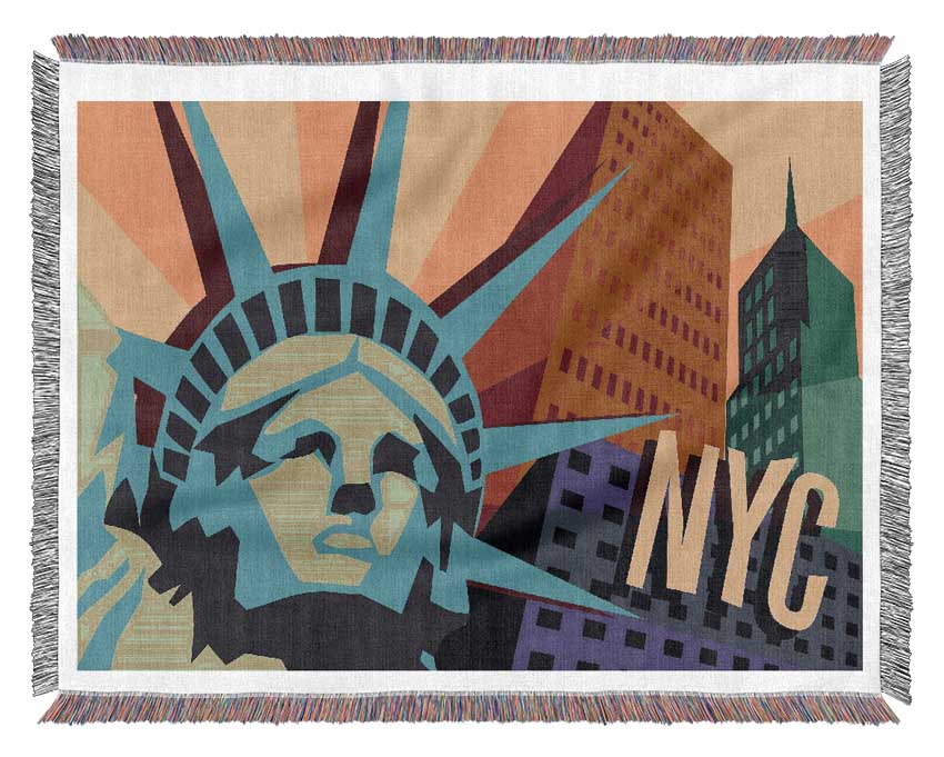 Funky Statue of Liberty Woven Blanket