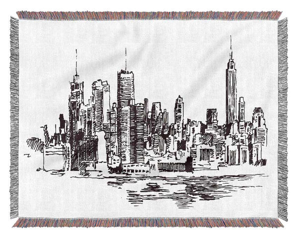 Outline Of The City 6 Woven Blanket