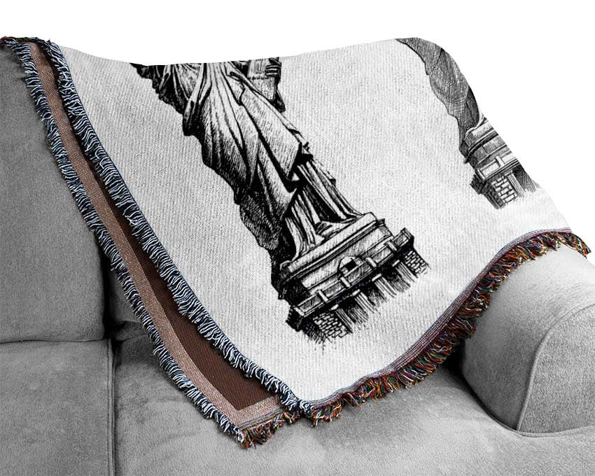 Statue Of Liberty Drawings Woven Blanket