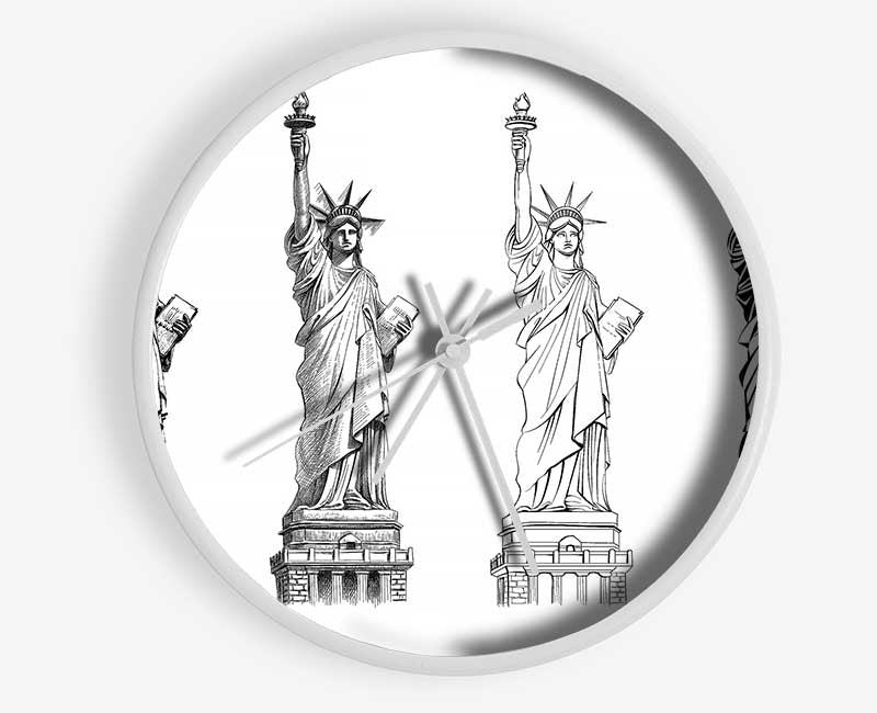 Statue Of Liberty Drawings Clock - Wallart-Direct UK