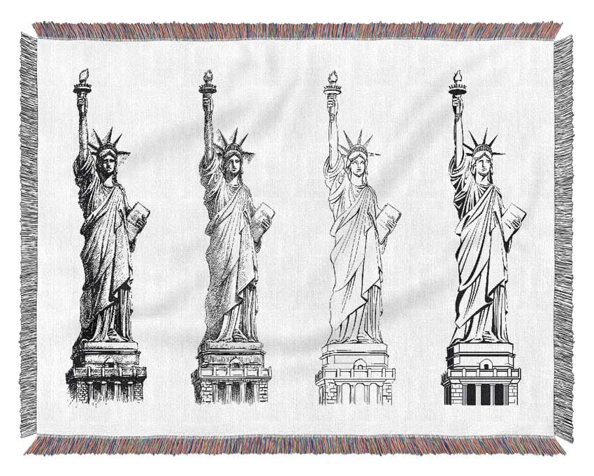 Statue Of Liberty Drawings Woven Blanket