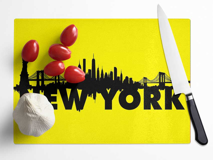 Yellow NYC Glass Chopping Board