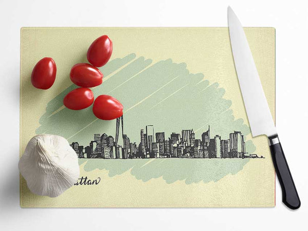 Outline Of The City 8 Glass Chopping Board