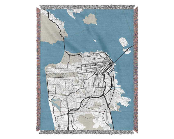 Retro map Of The City 3 Woven Blanket