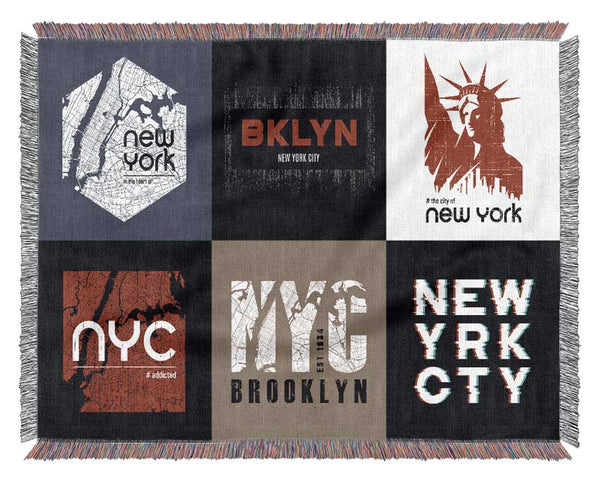 New York Signs Woven Blanket