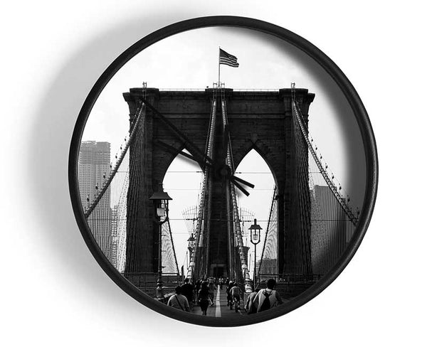 Cycling To The City Through Brooklyn Bridge Clock - Wallart-Direct UK