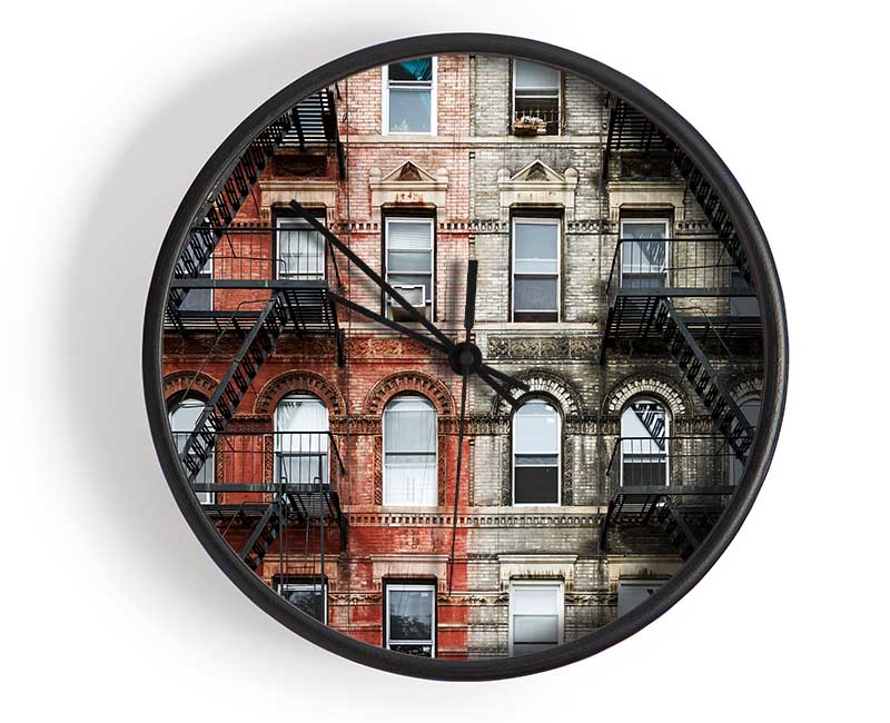 Fire Escape Appartment Blocks Clock - Wallart-Direct UK