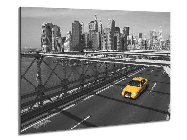 Yellow Cab On Brooklyn Bridge 1