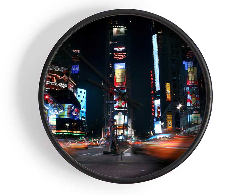 Times Square Yellow Cab Blur Clock - Wallart-Direct UK