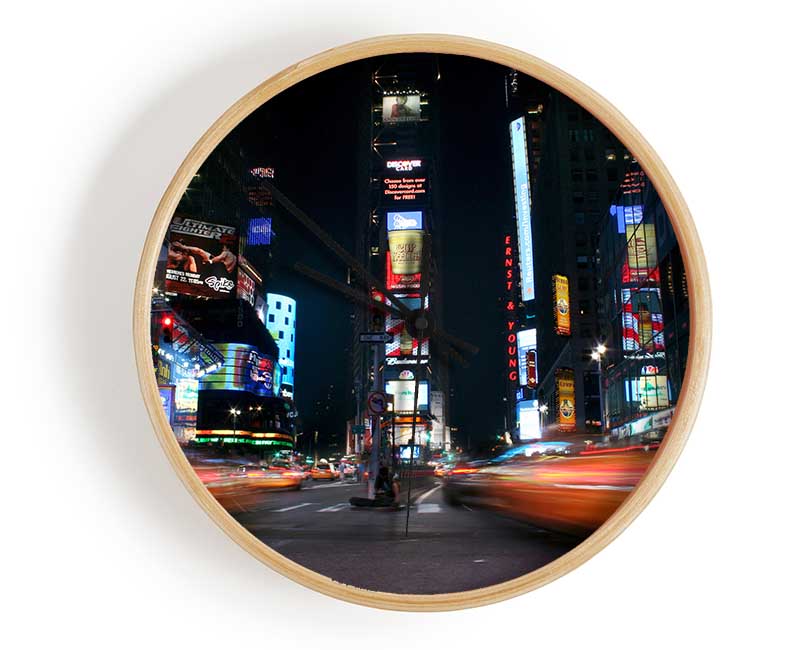 Times Square Yellow Cab Blur Clock - Wallart-Direct UK