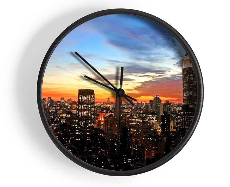 Moonlit Empire State Building Clock - Wallart-Direct UK