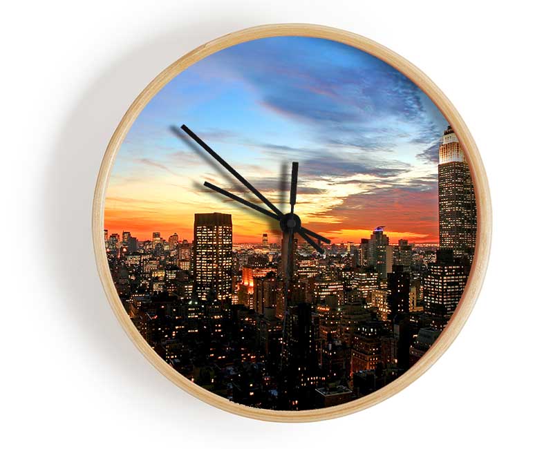 Moonlit Empire State Building Clock - Wallart-Direct UK