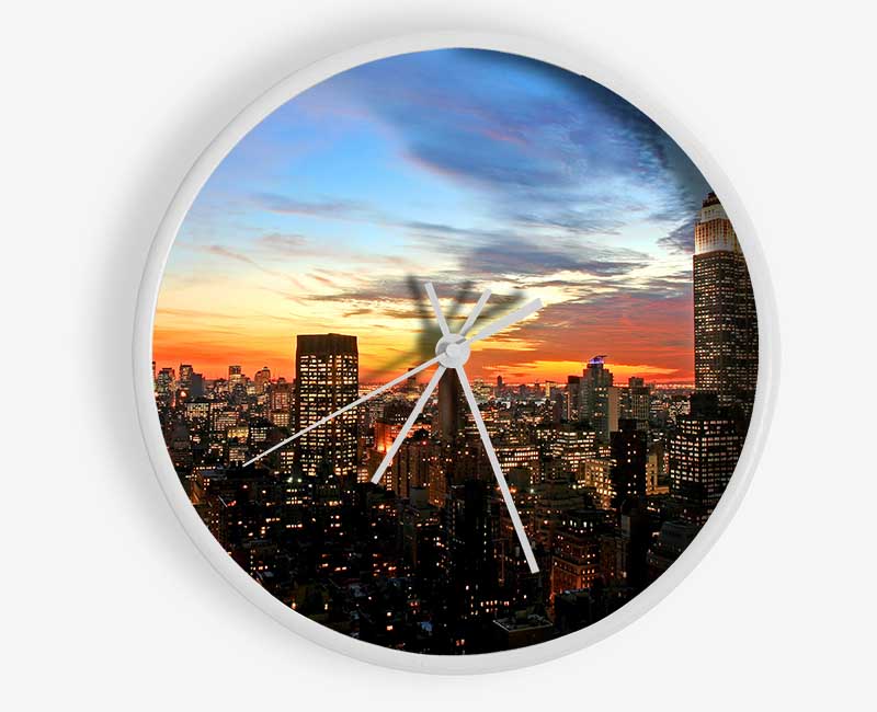 Moonlit Empire State Building Clock - Wallart-Direct UK