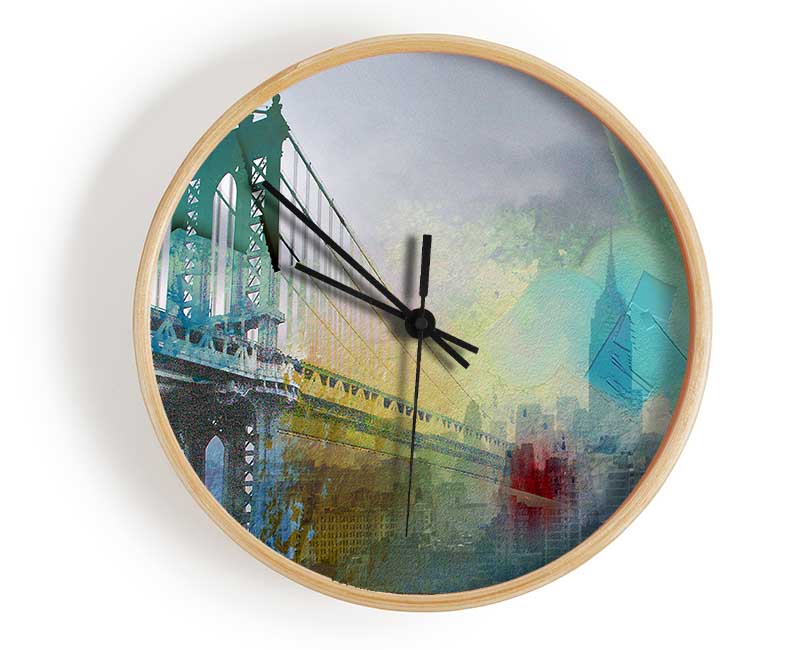 Retro City Patchwork Clock - Wallart-Direct UK