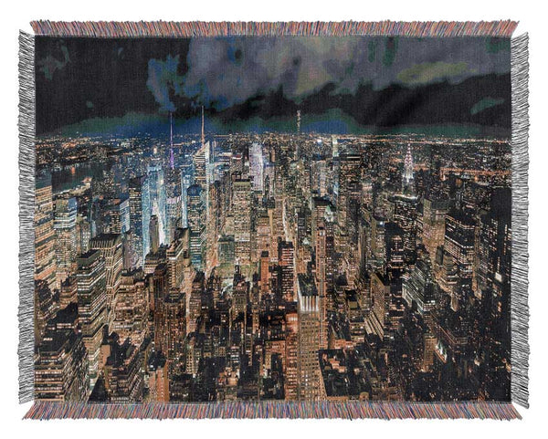 Yellow City Lights Woven Blanket