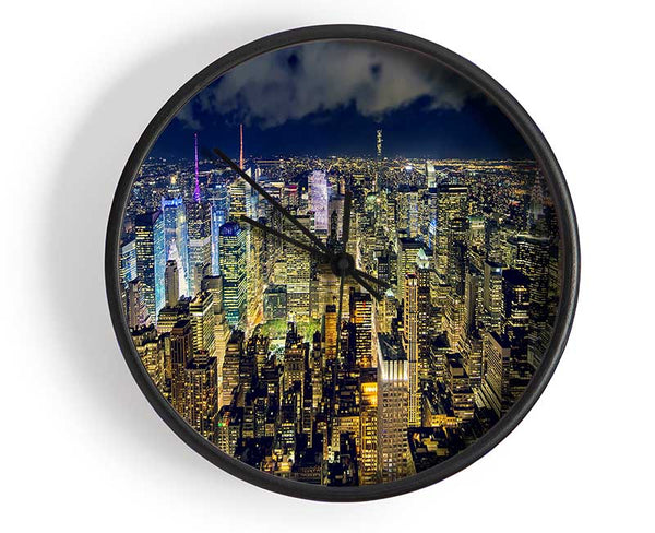 Yellow City Lights Clock - Wallart-Direct UK