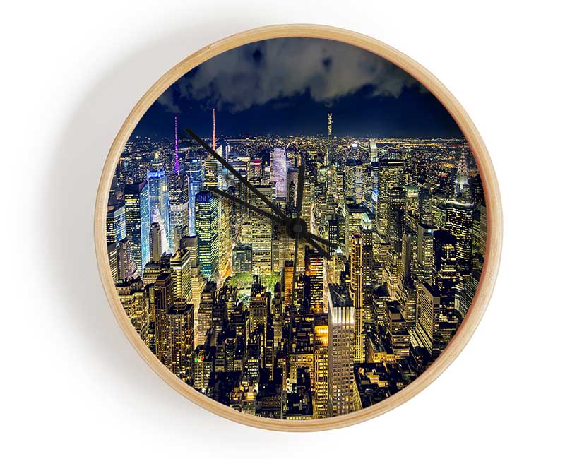 Yellow City Lights Clock - Wallart-Direct UK