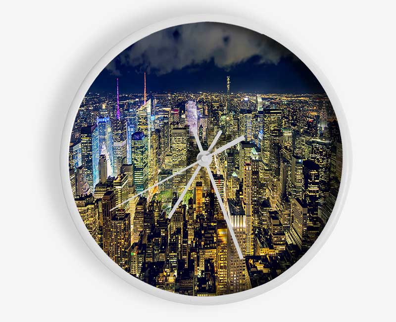 Yellow City Lights Clock - Wallart-Direct UK