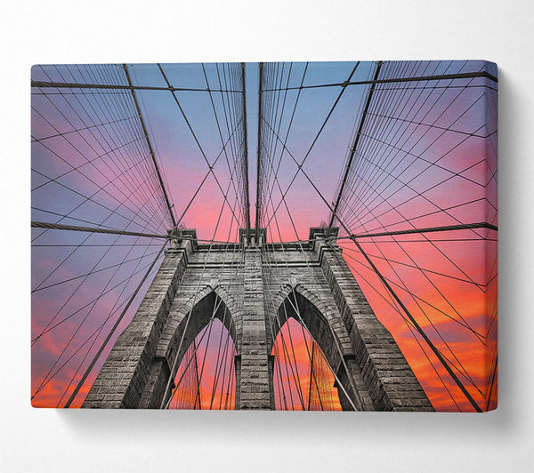 Picture of Fire Skies Above Brooklyn Bridge Canvas Print Wall Art