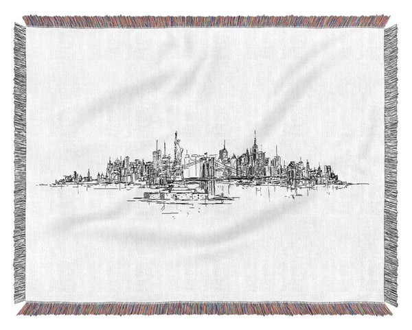 Outline Of The Big Apple Woven Blanket