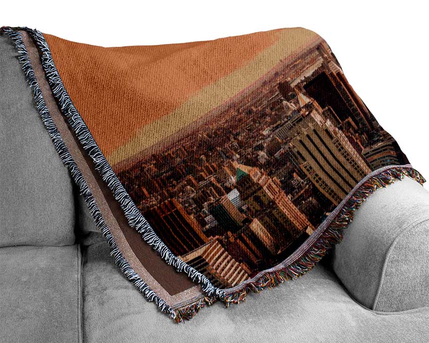 Empire State Building Perfect City Sunrise Woven Blanket