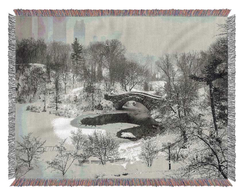 Snowing In Central Park Woven Blanket