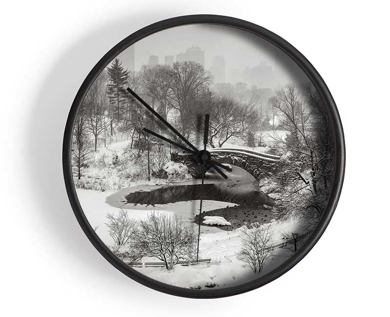 Snowing In Central Park Clock - Wallart-Direct UK