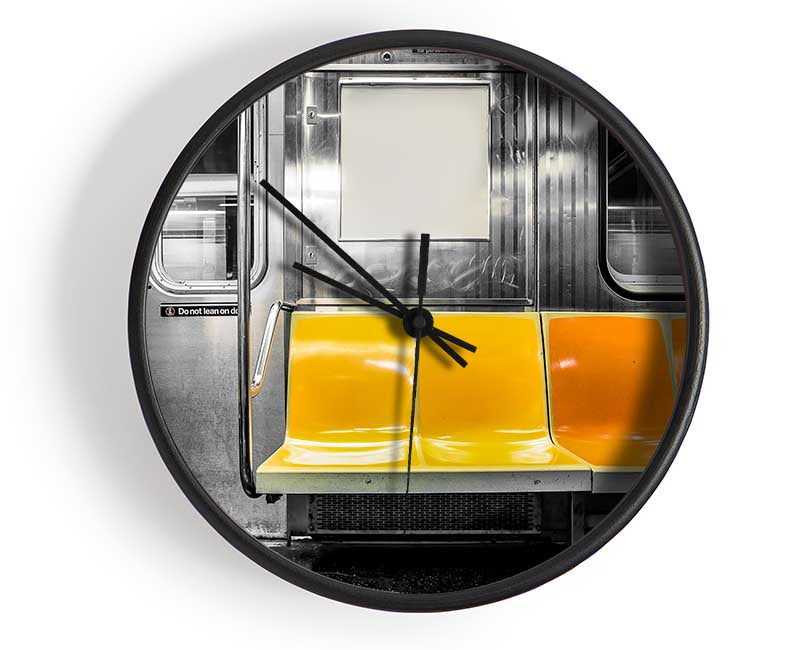 Yellow Seats In The Subway Clock - Wallart-Direct UK