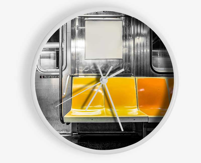 Yellow Seats In The Subway Clock - Wallart-Direct UK