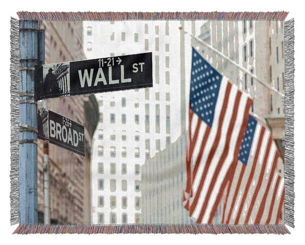 Wall Street American Flags Woven Blanket