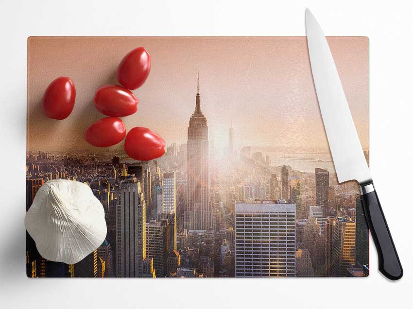 Sun Sparkle Through The Empire State Building Glass Chopping Board