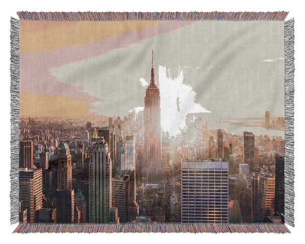 Sun Sparkle Through The Empire State Building Woven Blanket