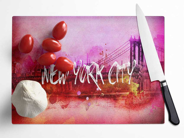 Pink NYC Glass Chopping Board