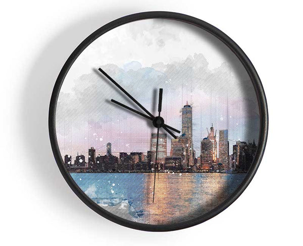 Watercolour NYC Clock - Wallart-Direct UK