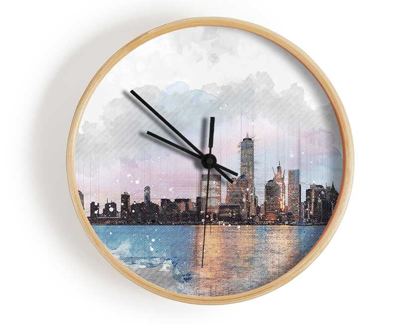 Watercolour NYC Clock - Wallart-Direct UK