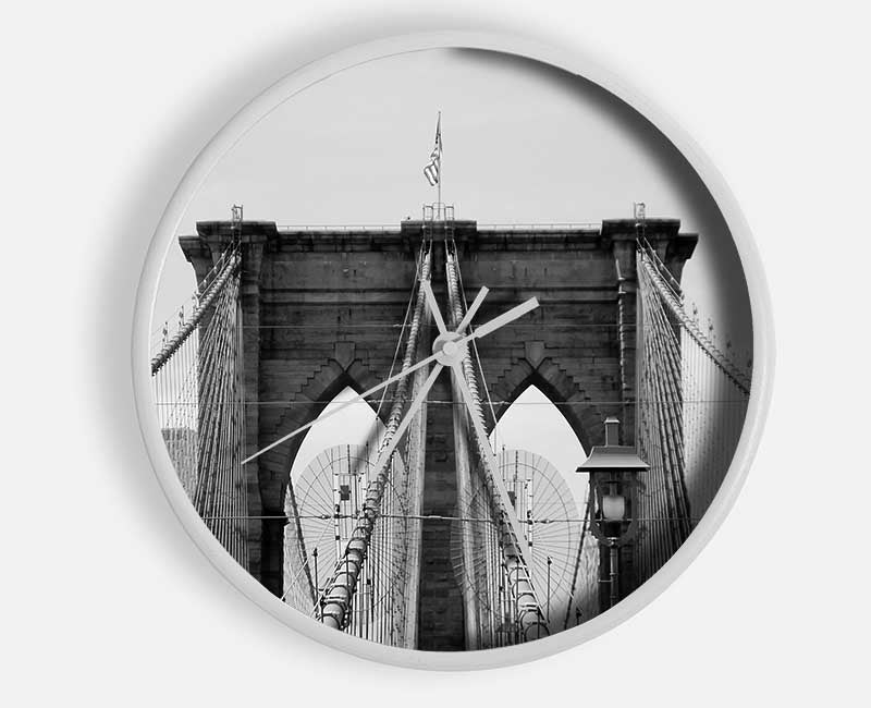 Structure Of Brooklyn Bridge 2 Clock - Wallart-Direct UK