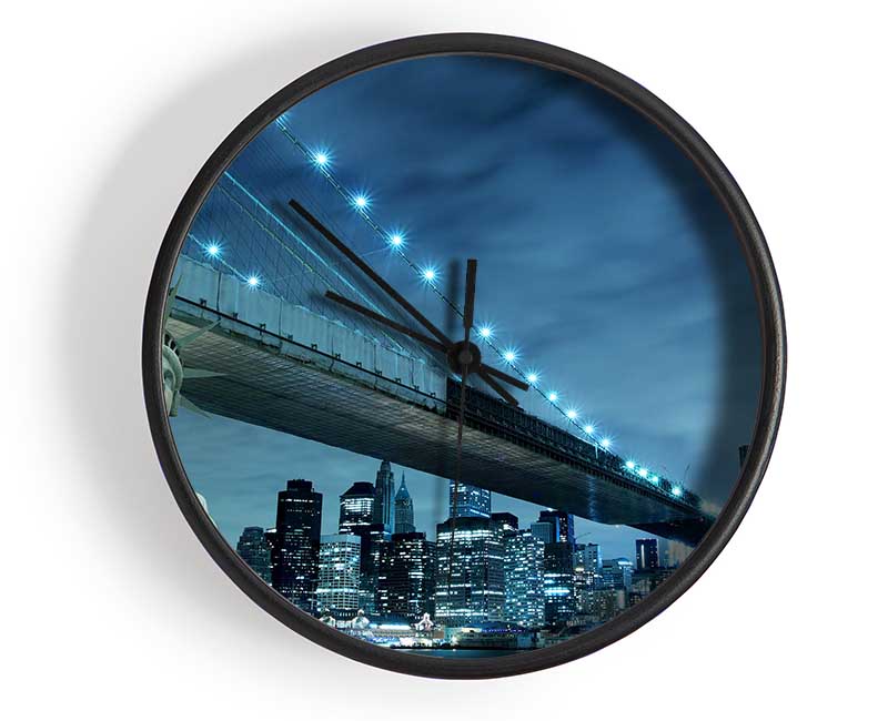 Statue Of Liberty Brooklyn Bridge Nights Clock - Wallart-Direct UK