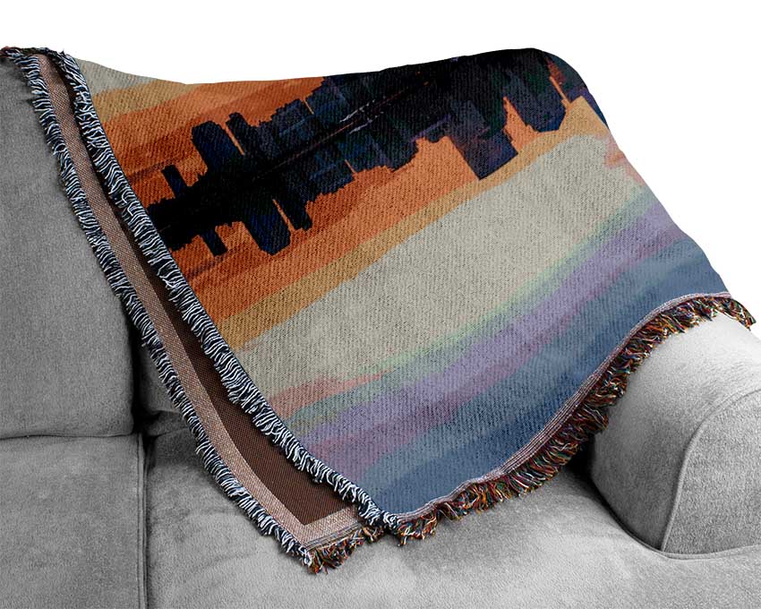 Perfect Sunset Reflections Woven Blanket