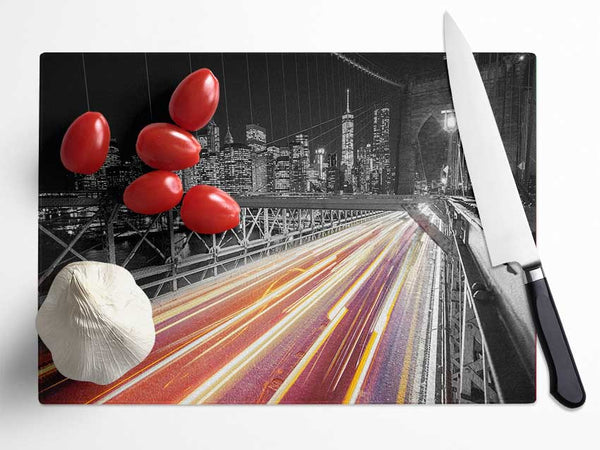 Speed Of Light On Brooklyn Bridge 2 Glass Chopping Board