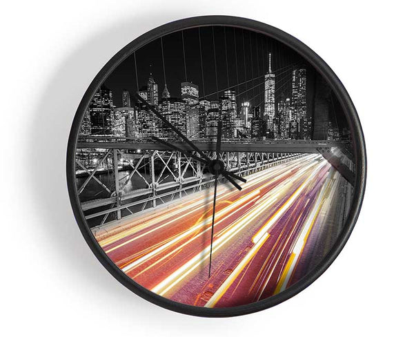 Speed Of Light On Brooklyn Bridge 2 Clock - Wallart-Direct UK