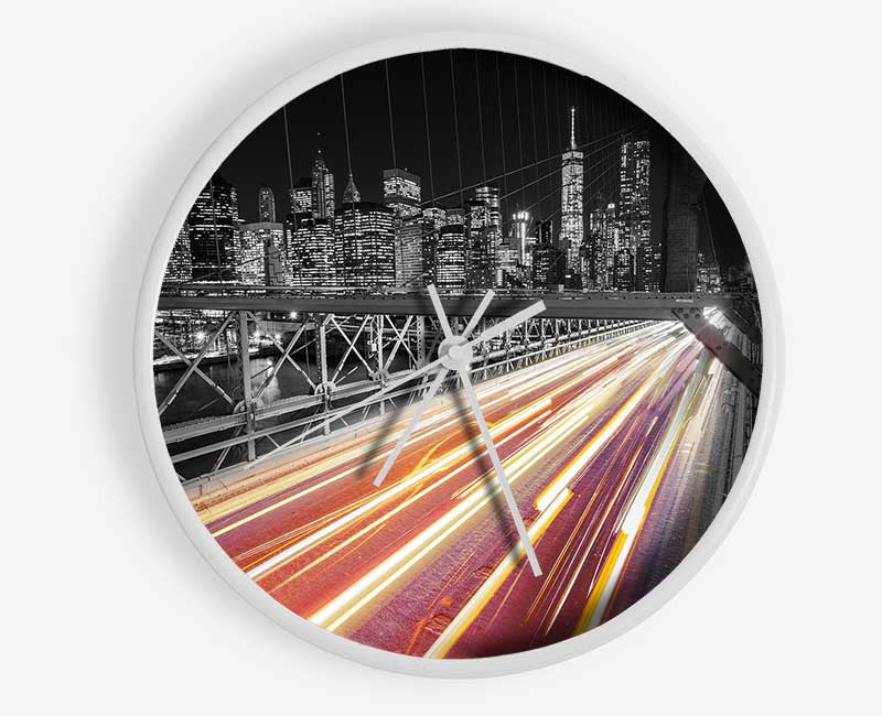 Speed Of Light On Brooklyn Bridge 2 Clock - Wallart-Direct UK