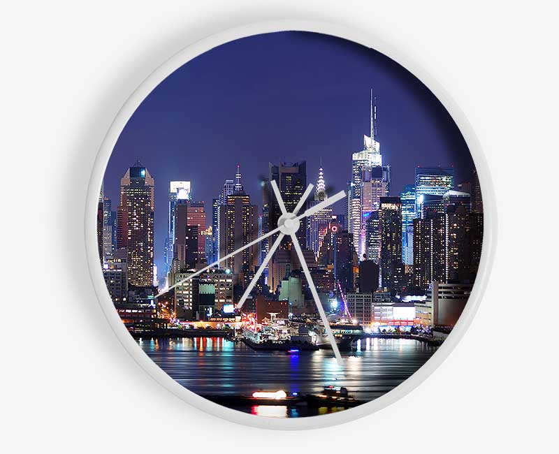 NYC Harbour At Night Clock - Wallart-Direct UK