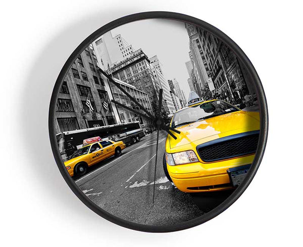 Yellow Cabs In NYC Clock - Wallart-Direct UK