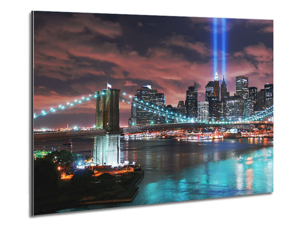 Stunning City Lights Over The Brooklyn Bridge