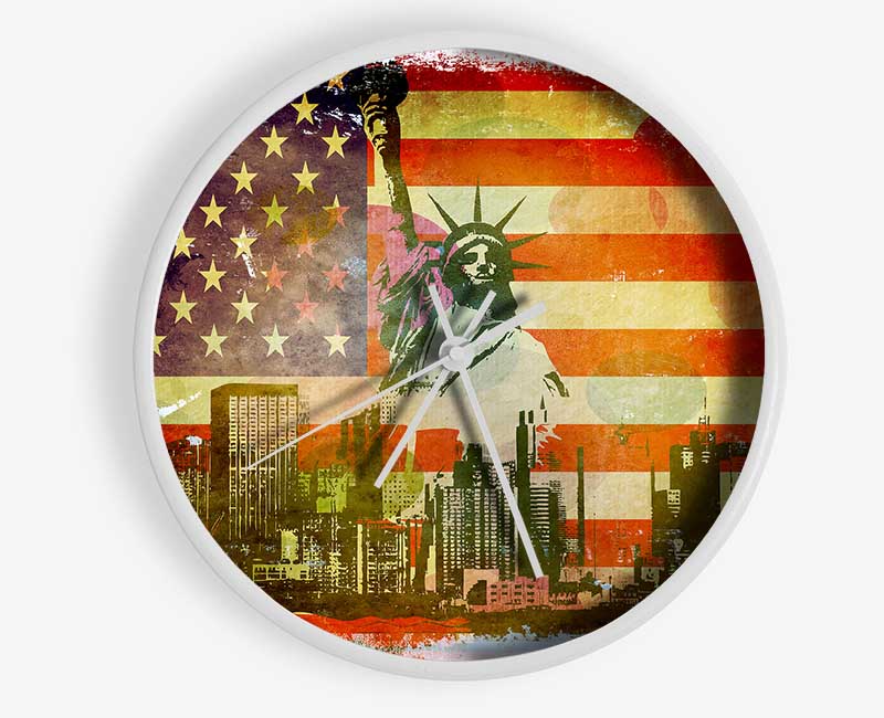 American Flag NYC Clock - Wallart-Direct UK