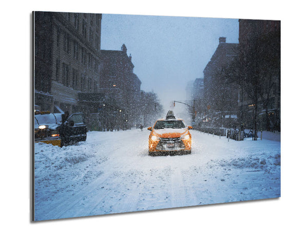 Yellow Cab In The Snow