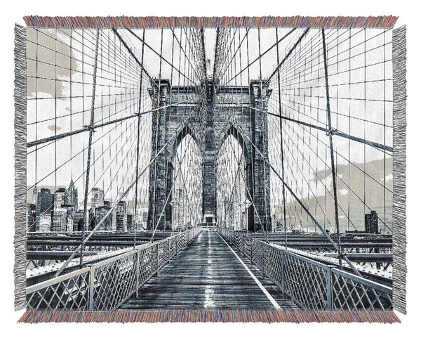 Silver Brooklyn Bridge Woven Blanket