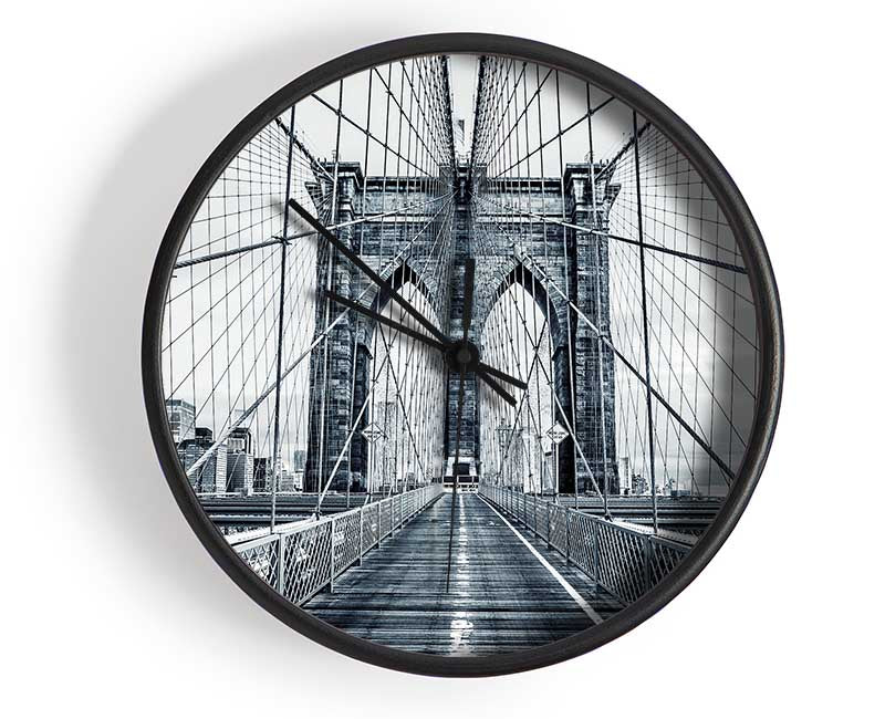 Silver Brooklyn Bridge Clock - Wallart-Direct UK